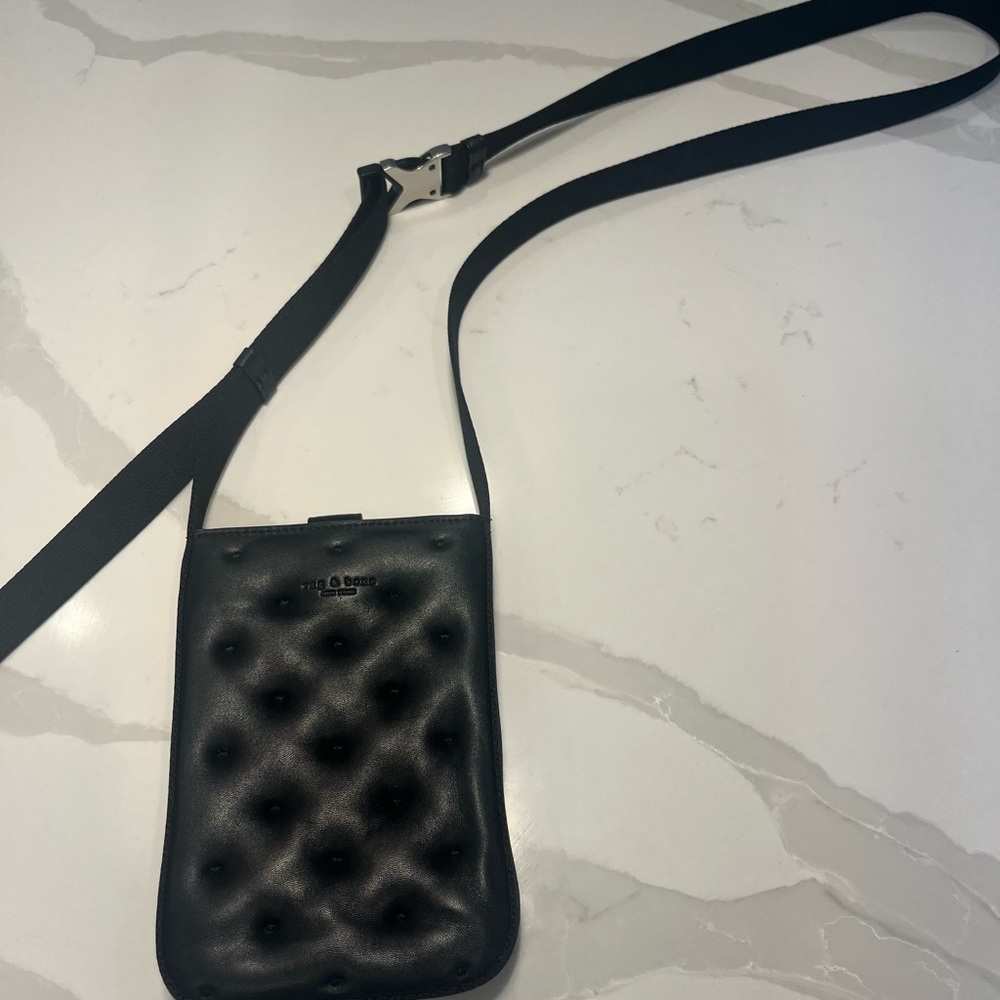 Rag & Bone Black Leather Crossbody Phone Pouch
